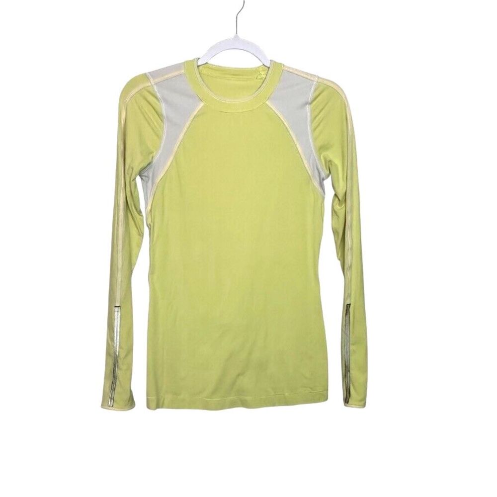 Lululemon Run Layer Me Long Sleeve Top Women's 4 Mellow Lemon Stretch Activewear